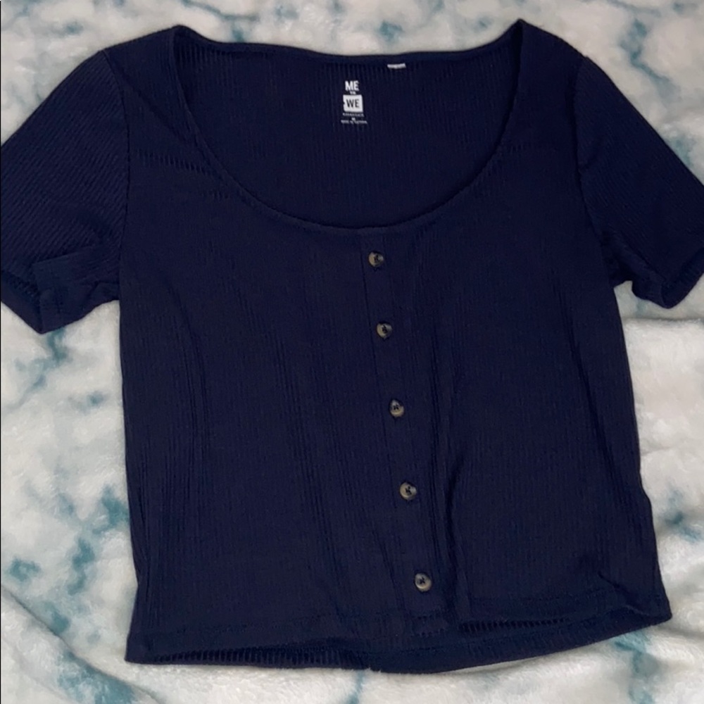 Navy Top with Buttons for Style
